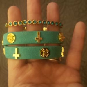 Rustic Cuff - Turquoise & Gold Stack